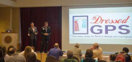 Students pitching at a pitch competition